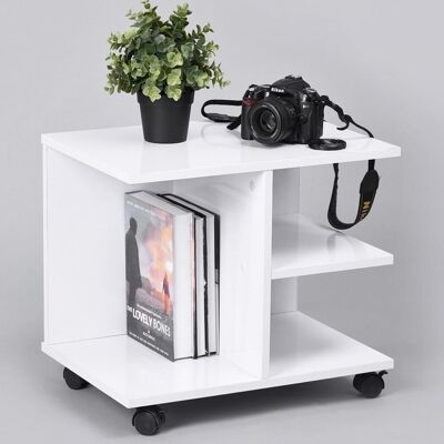 BAKAJI Tavolino Salotto Multifunzione Porta Tv Riviste Comodino Con Ruote Legno Bianco BAKAJI Tavolino Salotto Multifunzione Porta Tv Riviste Comodino Con Ruote Legno Bianco