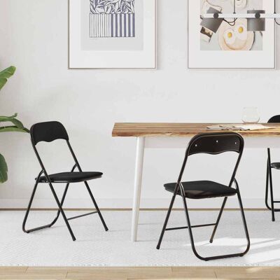 VIDAXL Sedia Pieghevole 2 Pcs Nero 48 X 44 X 78 Cm Velluto VIDAXL Sedia Pieghevole 2 Pcs Nero 48 X 44 X 78 Cm Velluto