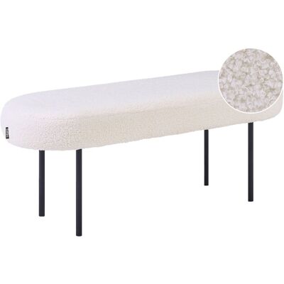 BELIANI Panca Boucle Con Gambe In Metallo, Seduta Ovale Imbottita Bianco Sporco Wolfeboro BELIANI Panca Boucle Con Gambe In Metallo, Seduta Ovale Imbottita Bianco Sporco Wolfeboro