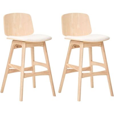 BELIANI Set Di 2 Sgabelli Da Bar Con Struttura In Legno E Seduta In Tessuto Senza Braccioli Marrone Chiaro E Beige Chiaro Charleston BELIANI Set Di 2 Sgabelli Da Bar Con Struttura In Legno E Seduta In Tessuto Senza Braccioli Marrone Chiaro E Beige Chiaro Charleston