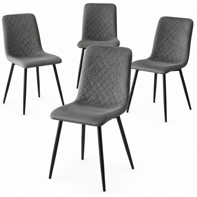 BAKAJI Set 4 Sedie Grigio Con Rivestimento In Velluto E Piedi Neri Seduta Ergonomica BAKAJI Set 4 Sedie Grigio Con Rivestimento In Velluto E Piedi Neri Seduta Ergonomica
