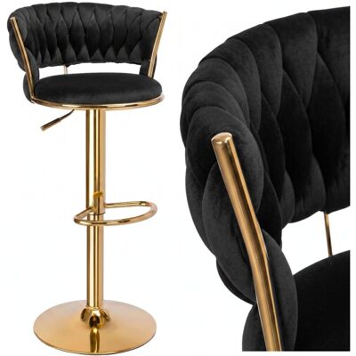 OEM Sgabello Da Bar Tresso In Velluto Nero E Oro. OEM Sgabello Da Bar Tresso In Velluto Nero E Oro.