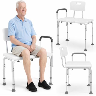 BAKAJI Sgabello Doccia Doppio In Alluminio 76x45x92.5cm Per Anziani Mobilità Ridotta BAKAJI Sgabello Doccia Doppio In Alluminio 76x45x92.5cm Per Anziani Mobilità Ridotta