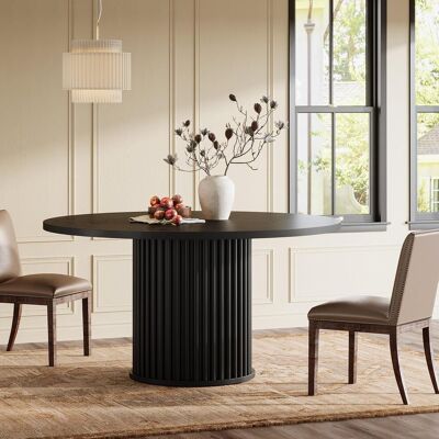 TRIBESIGNS Tavolo Da Pranzo Rotondo, Tavolo Cucina Da 120cm Con Piano In Legno E Base In Metallo Per 4 Persone, Moderno Nero (nero) TRIBESIGNS Tavolo Da Pranzo Rotondo, Tavolo Cucina Da 120cm Con Piano In Legno E Base In Metallo Per 4 Persone, Moderno Nero (nero)