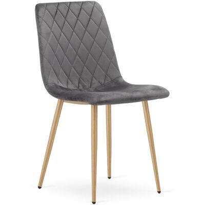 AKORD Sedia Turin - Velluto Grigio Scuro / Gambe Color Legno X 1 AKORD Sedia Turin - Velluto Grigio Scuro / Gambe Color Legno X 1