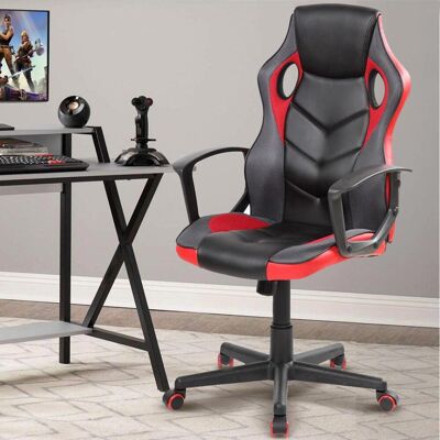 BAKAJI Sedia Poltrona Gaming Scrivania Ufficio Regolabile Girevole Direzionale Rosso BAKAJI Sedia Poltrona Gaming Scrivania Ufficio Regolabile Girevole Direzionale Rosso