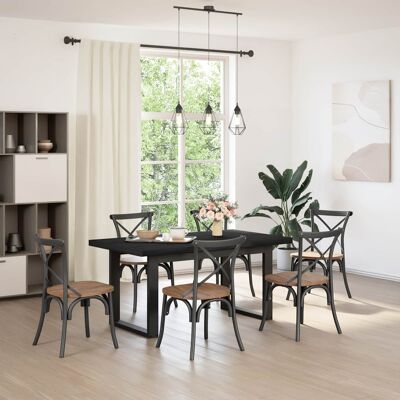VIDAXL Tavolo Da Pranzo Noain 160 Cm Legno Massello Di Pino Nero VIDAXL Tavolo Da Pranzo Noain 160 Cm Legno Massello Di Pino Nero