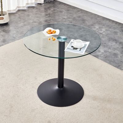 HAUSS SPOLE Tavolino Rotondo Da Bar Ø85xh76 Cm, Tavolino Da Caffè Per Soggiorno, Piano In Vetro Temperato, Base In Metallo Nero, Trasparente HAUSS SPOLE Tavolino Rotondo Da Bar Ø85xh76 Cm, Tavolino Da Caffè Per Soggiorno, Piano In Vetro Temperato, Base In Metallo Nero, Trasparente