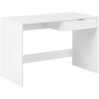 BELIANI Scrivania Da Ufficio Per Casa Con 1 Cassetto Gambe Larghe 120 X 60 Cm Pannello Truciolare Bianco Lutetia BELIANI Scrivania Da Ufficio Per Casa Con 1 Cassetto Gambe Larghe 120 X 60 Cm Pannello Truciolare Bianco Lutetia