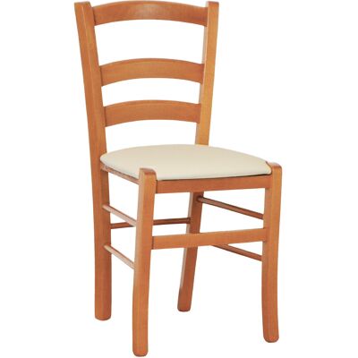 OKAFFAREFATTO Sedia Legno Venezia Color Ciliegio Con Seduta Similpelle Imbottita Beige OKAFFAREFATTO Sedia Legno Venezia Color Ciliegio Con Seduta Similpelle Imbottita Beige