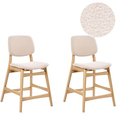 BELIANI Set Retrò Di 2 Sedie Da Bar Senza Braccioli Con Seduta In Tessuto Bouclé Marrone Chiaro E Beige Elaine BELIANI Set Retrò Di 2 Sedie Da Bar Senza Braccioli Con Seduta In Tessuto Bouclé Marrone Chiaro E Beige Elaine