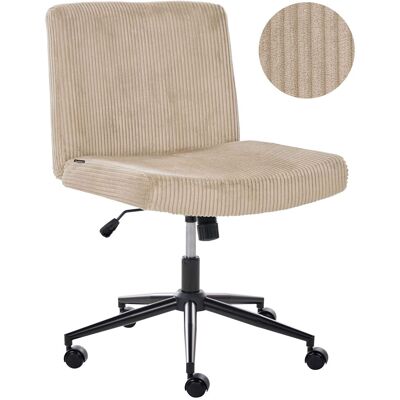 BELIANI Sedia Da Scrivania Girevole Rivestimento In Velluto A Coste Ampia Inclinazione Beige Geddes BELIANI Sedia Da Scrivania Girevole Rivestimento In Velluto A Coste Ampia Inclinazione Beige Geddes