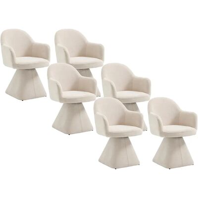 Unique Sedia Girevole Con Braccioli In Tessuto Beige - Lotto Di 6 -valyra Unique Sedia Girevole Con Braccioli In Tessuto Beige - Lotto Di 6 -valyra