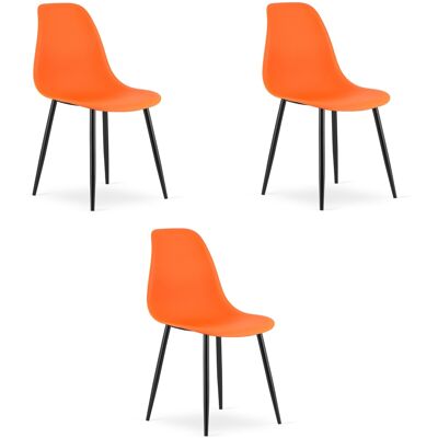 AKORD Sedia Wat Arancione / Gambe Nere X 3 AKORD Sedia Wat Arancione / Gambe Nere X 3