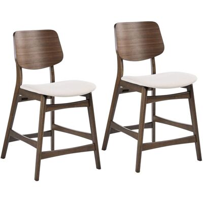BELIANI Set Di 2 Sedie Da Bar In Stile Tradizionale Con Seduta Imbottita In Bouclé Marrone E Bianco Sporco Mayer BELIANI Set Di 2 Sedie Da Bar In Stile Tradizionale Con Seduta Imbottita In Bouclé Marrone E Bianco Sporco Mayer