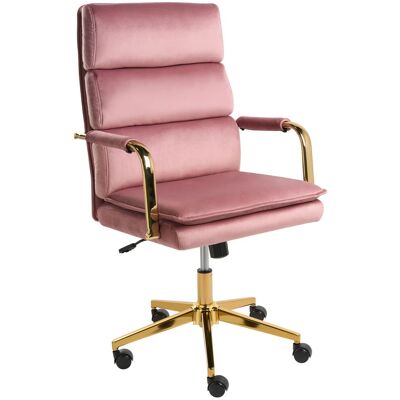 BELIANI Poltrona Da Ufficio In Velluto, Girevole E Regolabile In Altezza Con Base Dorata Rosa Vamure BELIANI Poltrona Da Ufficio In Velluto, Girevole E Regolabile In Altezza Con Base Dorata Rosa Vamure