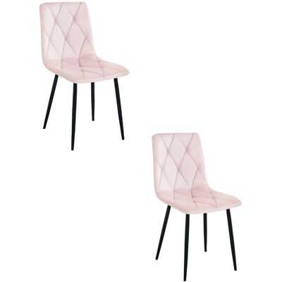 AKORD Sedia Libra - Velluto Rosa Chiaro / Gambe Nere X 2 AKORD Sedia Libra - Velluto Rosa Chiaro / Gambe Nere X 2