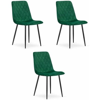 AKORD Sedia Turin - Velluto Verde Scuro X 3 AKORD Sedia Turin - Velluto Verde Scuro X 3