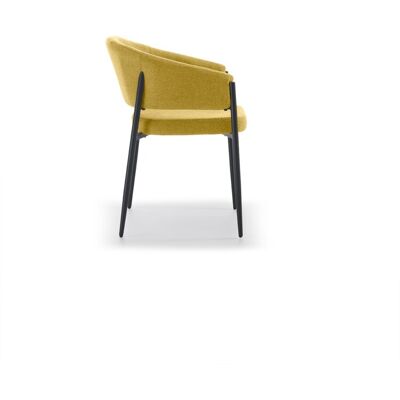 STONES Sedia Da Interni Maya Con Braccioli, Struttura In Metallo Antracite E Seduta In Tessuto Easy-clean Giallo - Design Elegante STONES Sedia Da Interni Maya Con Braccioli, Struttura In Metallo Antracite E Seduta In Tessuto Easy-clean Giallo - Design Elegante