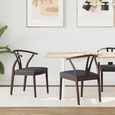 VIDAXL Sedia Da Pranzo 2 Pcs Marrone Chiaro E Nero VIDAXL Sedia Da Pranzo 2 Pcs Marrone Chiaro E Nero
