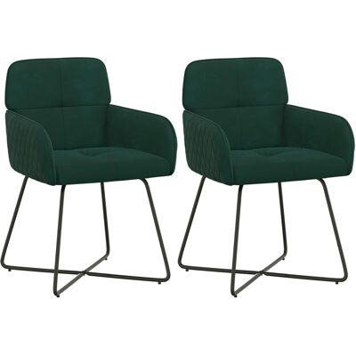 VIDAXL Sedie Da Pranzo 2 Pz Velluto Verde Scuro 59 X 56,5 X 86 Cm VIDAXL Sedie Da Pranzo 2 Pz Velluto Verde Scuro 59 X 56,5 X 86 Cm