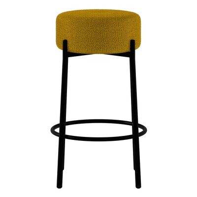 STONES Sgabello Moderno Syd Con Seduta In Tessuto Ocra E Struttura In Metallo Verniciato Nero - Design Contemporaneo 41x41x67cm STONES Sgabello Moderno Syd Con Seduta In Tessuto Ocra E Struttura In Metallo Verniciato Nero - Design Contemporaneo 41x41x67cm