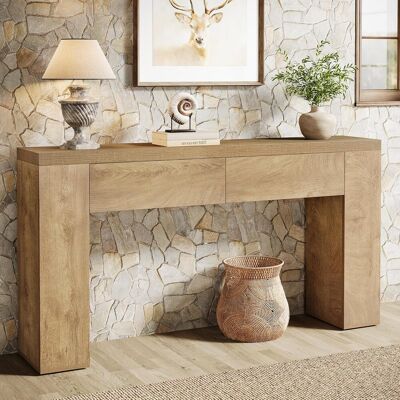 TRIBESIGNS Tavolo Consolle Da 160 Cm Con 2 Cassetti, Tavolino Da Corridoio Sottile Con Vano Portaoggetti, Moderno In Legno Dietro Il Divano, Stile Rustico, Per Corridoio, Soggiorno, Corridoio TRIBESIGNS Tavolo Consolle Da 160 Cm Con 2 Cassetti, Tavolino Da Corridoio Sottile Con Vano Portaoggetti, Moderno In Legno Dietro Il Divano, Stile Rustico, Per Corridoio, Soggiorno, Corridoio