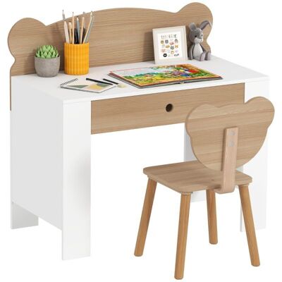 YULINLAND Set Scrivania Per Bambini Tavolo E Sedia A Forma Di Orso Con Cassetto, Legno Naturale, Per Scrivere E Fare Lavoretti, Adatto Ai Bambini Da 3 A 8 Anni YULINLAND Set Scrivania Per Bambini Tavolo E Sedia A Forma Di Orso Con Cassetto, Legno Naturale, Per Scrivere E Fare Lavoretti, Adatto Ai Bambini Da 3 A 8 Anni