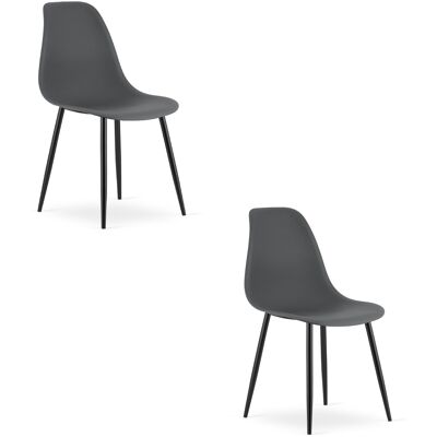 AKORD Sedia Wat Grigio Scuro / Gambe Nere X 2 AKORD Sedia Wat Grigio Scuro / Gambe Nere X 2