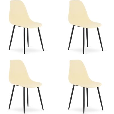 AKORD Sedia Wat Color Crema / Gambe Nere X 4 AKORD Sedia Wat Color Crema / Gambe Nere X 4