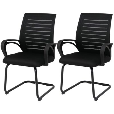 HHG Set Di 2 Sedie Da Conferenza -584, Sedia Poltroncina A Slitta, Stoffa/tessuto (250 G/m²) Mvg, Nero, Telaio Nero HHG Set Di 2 Sedie Da Conferenza -584, Sedia Poltroncina A Slitta, Stoffa/tessuto (250 G/m²) Mvg, Nero, Telaio Nero