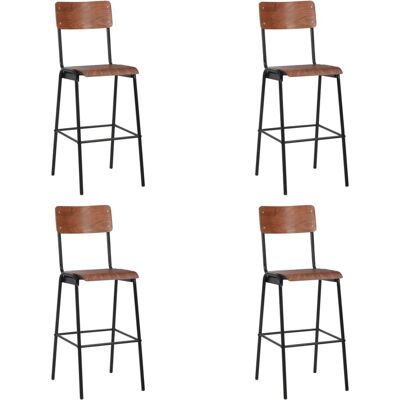 VIDAXL - Sedie Da Bar 4 Pz In Compensato Solido E Acciaio VIDAXL - Sedie Da Bar 4 Pz In Compensato Solido E Acciaio