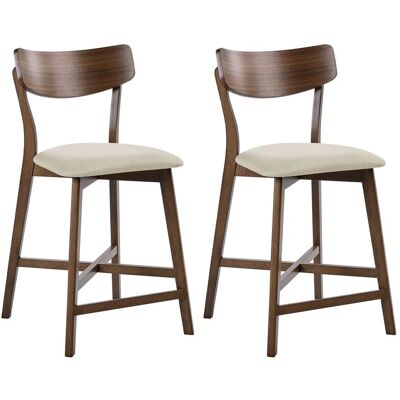 BELIANI Set Di 2 Sedie Da Pranzo Con Seduta In Tessuto Beige E Marrone Con Struttura In Legno Massiccio Hope BELIANI Set Di 2 Sedie Da Pranzo Con Seduta In Tessuto Beige E Marrone Con Struttura In Legno Massiccio Hope