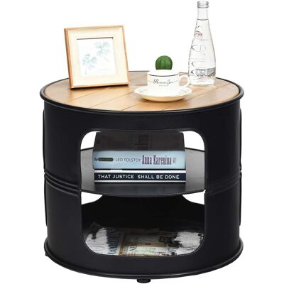 COSTWAY Tavolino Da Caffè Moderno Rotondo, 3 Ripiani, 50 X 50 X 41,5 Cm, Nero COSTWAY Tavolino Da Caffè Moderno Rotondo, 3 Ripiani, 50 X 50 X 41,5 Cm, Nero