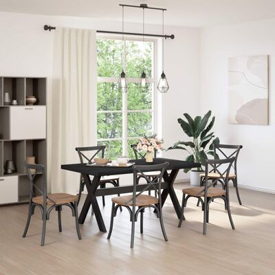 VIDAXL Tavolo Da Pranzo Noain 160 Cm Legno Massello Di Pino Nero VIDAXL Tavolo Da Pranzo Noain 160 Cm Legno Massello Di Pino Nero