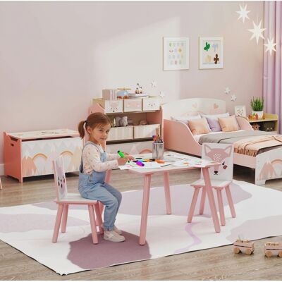 OKMYHOME Set Tavolo Sedie Bambini In Pino 60x60 Cm Rosa OKMYHOME Set Tavolo Sedie Bambini In Pino 60x60 Cm Rosa