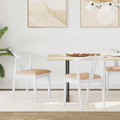 VIDAXL Sedia Da Pranzo 2 Pcs Bianco E Marrone Legno Di Gomma VIDAXL Sedia Da Pranzo 2 Pcs Bianco E Marrone Legno Di Gomma