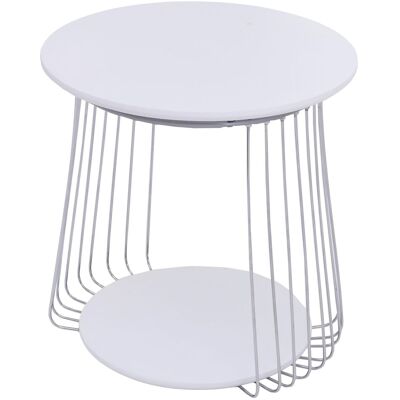 DÉCOSHOP26 Tavolino Rotondo Ø 50 Cm Tavolino Laterale Di Design Con Doppio Piano In Metallo E Mdf Bianco 040008794 DÉCOSHOP26 Tavolino Rotondo Ø 50 Cm Tavolino Laterale Di Design Con Doppio Piano In Metallo E Mdf Bianco 040008794