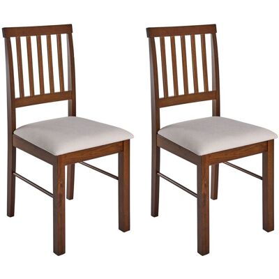 BELIANI Set Di 2 Sedie Da Pranzo Con Struttura In Legno Di Gomma E Seduta Imbottita In Tessuto Marrone Scuro E Beige Chiaro Orono BELIANI Set Di 2 Sedie Da Pranzo Con Struttura In Legno Di Gomma E Seduta Imbottita In Tessuto Marrone Scuro E Beige Chiaro Orono