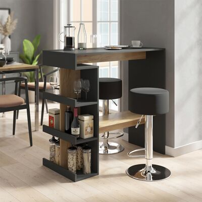 Vicco Tavolo Bar Alto Dana, Antracite/rovere Dorato, 108 X 50 Cm Con 2 Sgabelli Da Bar, Vicco Tavolo Bar Alto Dana, Antracite/rovere Dorato, 108 X 50 Cm Con 2 Sgabelli Da Bar,