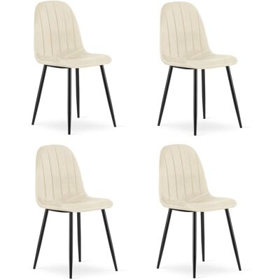 AKORD Sedia Padva - Velluto Beige Chiaro / Gambe Nere X 4 AKORD Sedia Padva - Velluto Beige Chiaro / Gambe Nere X 4