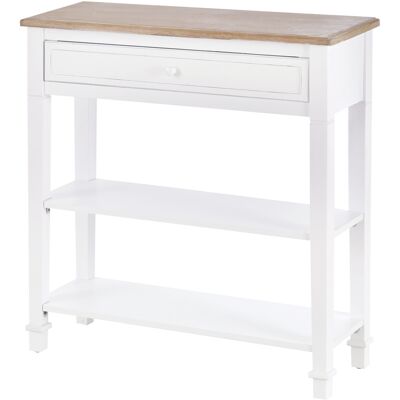HOMCOM Tavolo Consolle Bianco Con Cassetto E 2 Ripiani In Mdf - HOMCOM Tavolo Consolle Bianco Con Cassetto E 2 Ripiani In Mdf -