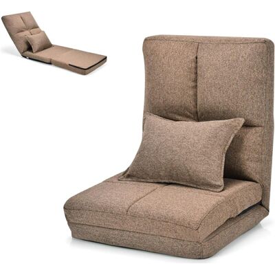 COSTWAY Sedia Pieghevole Da Pavimento Portatile, Cuscino Da Seduta Cuscino Per La Schiena, Poltrona Relax (caffe) COSTWAY Sedia Pieghevole Da Pavimento Portatile, Cuscino Da Seduta Cuscino Per La Schiena, Poltrona Relax (caffe)
