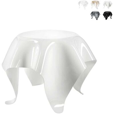 Multiplex Tavolino Basso Rotondo 60cm Di Design In Plexiglass Trasparente Drappeggi - Bianco Multiplex Tavolino Basso Rotondo 60cm Di Design In Plexiglass Trasparente Drappeggi - Bianco
