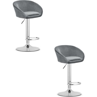 AKORD Sgabello East - Velluto Grigio / Base Cromata X 2 AKORD Sgabello East - Velluto Grigio / Base Cromata X 2