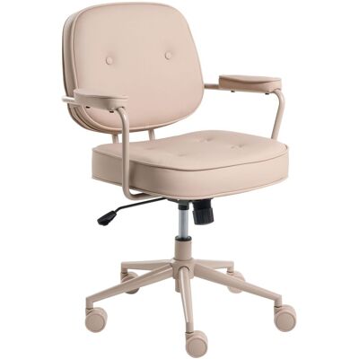 BELIANI Sedia Da Ufficio In Tessuto Con Rivestimento In Ecopelle Struttura In Metallo Funzione Girevole Reclinabile Altezza Regolabile Beige Paramus BELIANI Sedia Da Ufficio In Tessuto Con Rivestimento In Ecopelle Struttura In Metallo Funzione Girevole Reclinabile Altezza Regolabile Beige Paramus