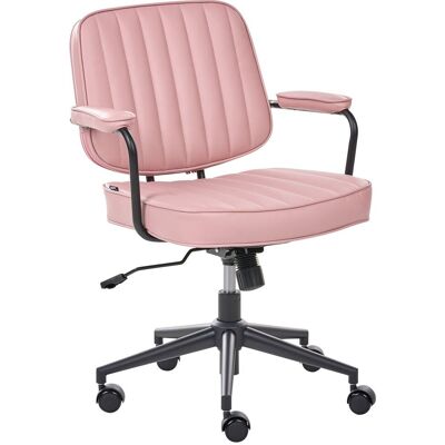 BELIANI Sedia Da Ufficio Retrò Con Schienale In Ecopelle, Girevole E Regolabile, Rosa Pastello, Berne BELIANI Sedia Da Ufficio Retrò Con Schienale In Ecopelle, Girevole E Regolabile, Rosa Pastello, Berne