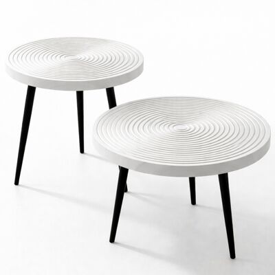BAKAJI Set 2 Tavolini Da Caffè Tondi Bianco Design Industrial Tavoli Soggiorno Rotondi BAKAJI Set 2 Tavolini Da Caffè Tondi Bianco Design Industrial Tavoli Soggiorno Rotondi