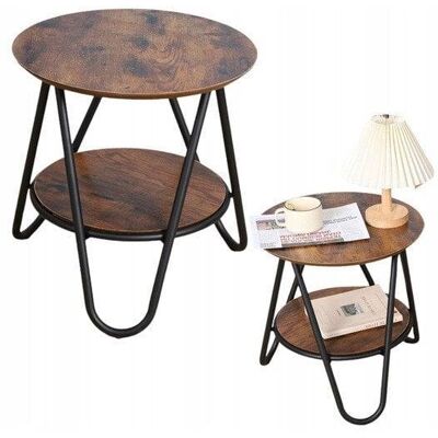 VASAGLE Tavolino Rotondo Con Ripiano Aggiuntivo, Stile Industriale Vintage, 40x42 Cm VASAGLE Tavolino Rotondo Con Ripiano Aggiuntivo, Stile Industriale Vintage, 40x42 Cm