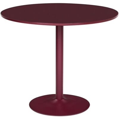 BELIANI Tavolo Da Pranzo E Da Cucina Rotondo Con Piano In Mdf Ø 90 Cm Base In Ferro Verniciata A Polvere E Impiallacciatura In Bordeaux Tino BELIANI Tavolo Da Pranzo E Da Cucina Rotondo Con Piano In Mdf Ø 90 Cm Base In Ferro Verniciata A Polvere E Impiallacciatura In Bordeaux Tino